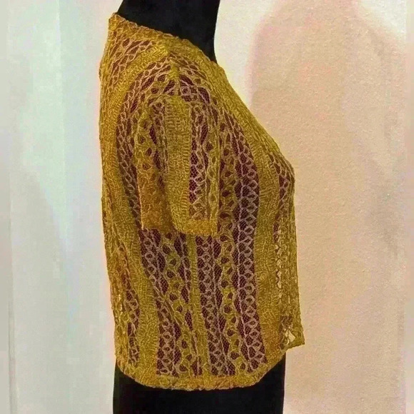 ZARA Trafaluc Mustard Lace Tee - Picture 3 of 6